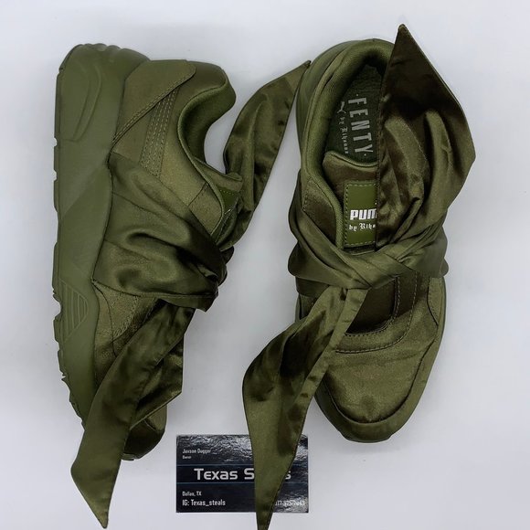 Women's Puma Fenty Rihanna Bow Olive - Picture 2 of 9